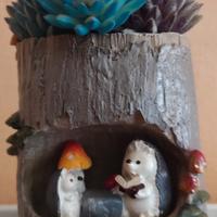 Vasetto decorativo con piante grasse incluse 