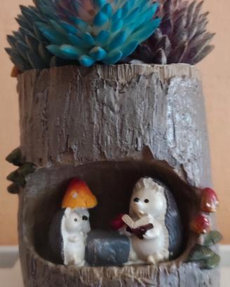 Vasetto decorativo con piante grasse incluse 