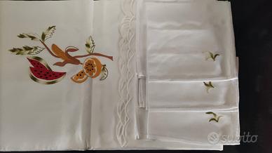 TOVAGLIA per 6 jacquard dama RICAMATA 100% COTONE