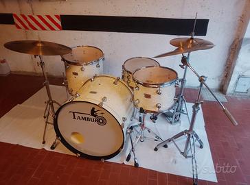 Batteria TAMBURO VINTAGE + piatti e microfoni