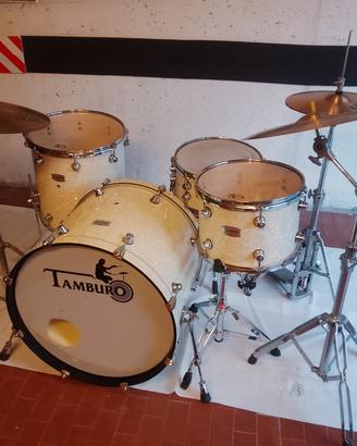 Batteria TAMBURO VINTAGE + piatti e microfoni