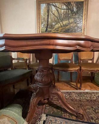 tavolo da pranzo in legno stile classico e 6 sedie