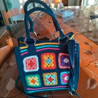 Borsa Granny in cotone realizzata a mano
