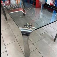 tavolo cristallo acciaio inox