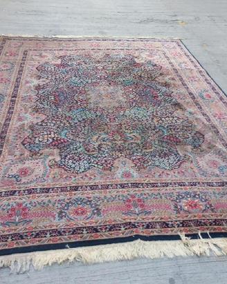 TAPPETO GRANDE FIORI BORDO BLU