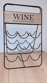Portabottiglie vino espositore legno e metallo