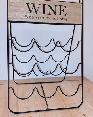 Portabottiglie vino espositore legno e metallo