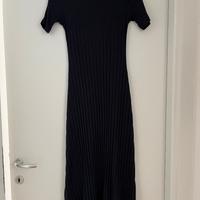 Abito midi ZARA blu a costine in cotone