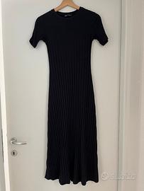 Abito midi ZARA blu a costine in cotone