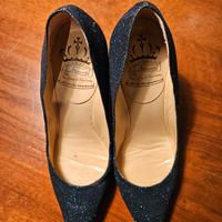 Scarpe décolleté blu tacco alto glitterate