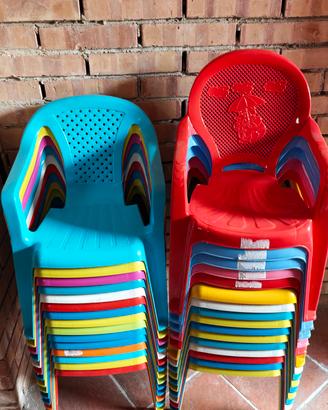 Lotto 31 Sediole Plastica Bambini Colorate 