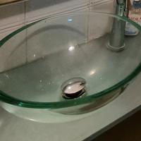 Lavabo appoggio vetro temperato trasparente 35cm