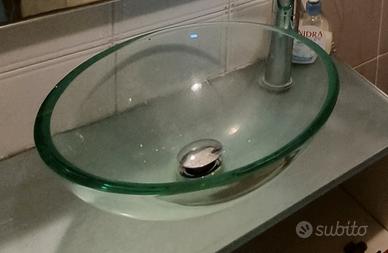 Lavabo appoggio vetro temperato trasparente 35cm