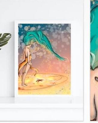 Illustrazione disegno digitale poster stile manga