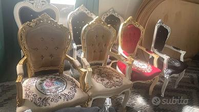 Set di 8 Sedie Barocche tipo Trono