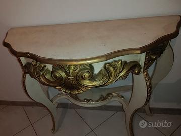 Consolle in legno massiccio più specchio