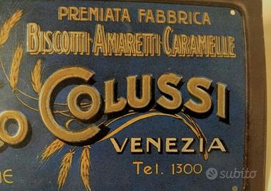 INSEGNA PUBBLICITARIA IN LATTA COLUSSI VINTAGE