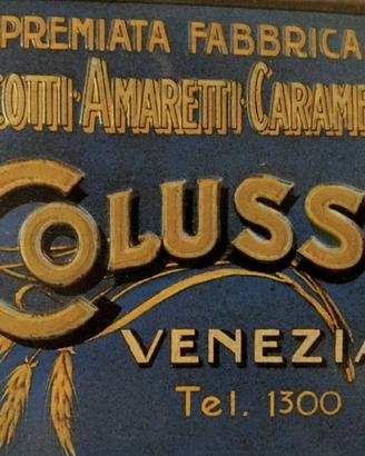 INSEGNA PUBBLICITARIA IN LATTA COLUSSI VINTAGE
