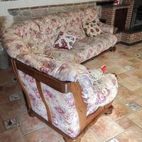 Divano curvo in legno e tessuto sfoderabile