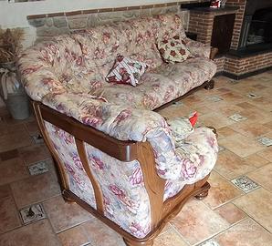 Divano curvo in legno e tessuto sfoderabile