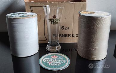 6 Bicchieri Birra Tuborg  L. 0,2 + Sottobicchieri