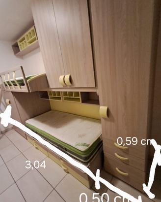 CAMERETTA RAGAZZI COMPRESA DI 2 MATERASSI NUOVI