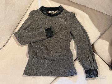 Blusa lurex e simil pelle