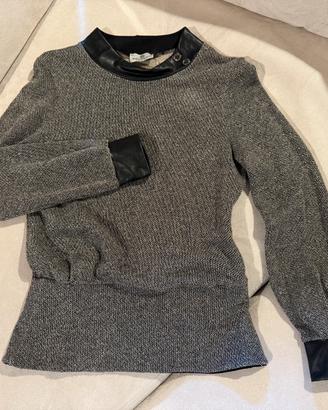 Blusa lurex e simil pelle