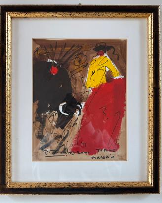 Quadro  astratto figurativo firmato - cornice oro