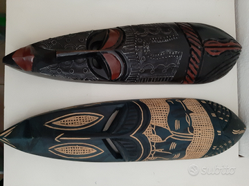 Maschere etniche africane intarsiate legno