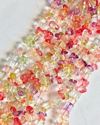 Lotto 9 fili di chips in vetro colorato – 40 cm