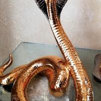 Scultura "Cobra" porcellana & oro zecchino