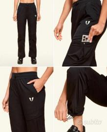 Pantaloni tecnico neri cargo con colisse