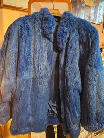 pelliccia in lapin blu