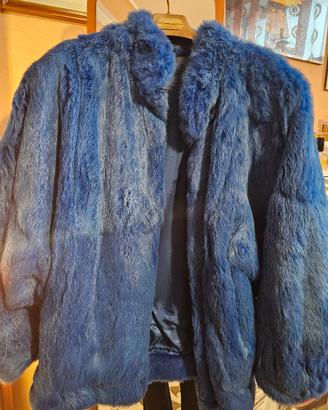 pelliccia in lapin blu