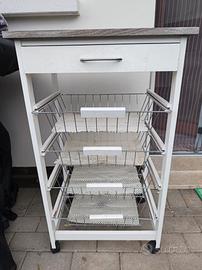 Carrello da cucina  come nuovo bianco  base rovere