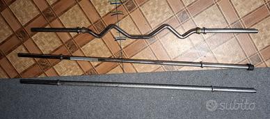 3 bilancieri palestra + 150 Kg pesi