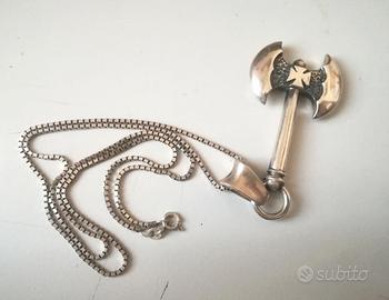 Ciondolo Ascia bipenne artigianale in argento 925