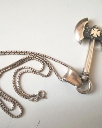 Ciondolo Ascia bipenne artigianale in argento 925