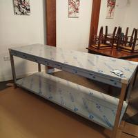 Tavolo di lavoro inox da cm 200x70x85 con ripiano