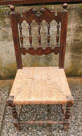 sedia 1800 in noce rarissima tornita intagliata 