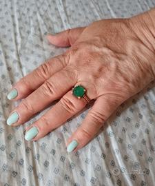 Anello Argento 925 & Onice Verde Misura 15