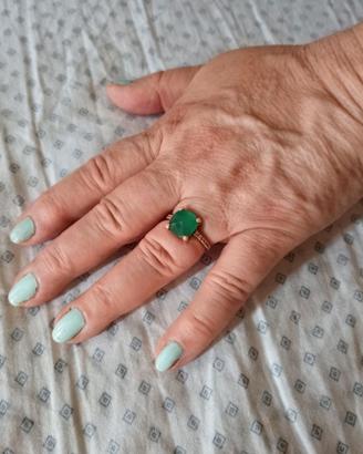 Anello Argento 925 & Onice Verde Misura 15