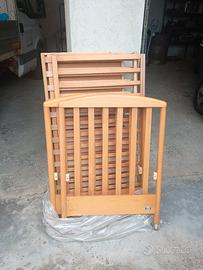 Lettino trasformabile in legno con materasso compr