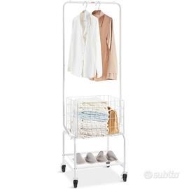 Carrello Portabiancheria con 4 Ruote Appendiabiti