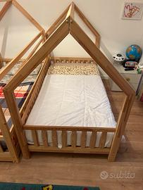 Letto capanna montessori 90-190 piu materasso