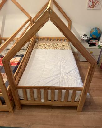 Letto capanna montessori 90-190 piu materasso