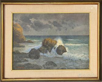 Alberto Zardo pittore quadro olio su tavola Marina