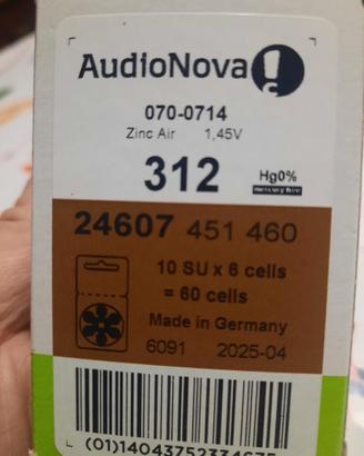 Batterie per apparecchio acustico Audionova