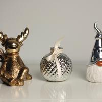Set 3 soprammobili Natale dorati e argento